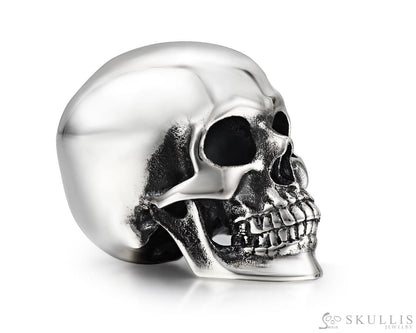 1.1’’ Oxidized & 925 Sterling Silver Skull Super Realistic - S0000848 Tiny Gemstone