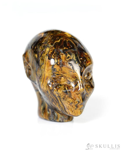 1.1’’ Pietersite Hand Carved Fairy Elf Alien Crystal Skull- Y9500462 - Tiny Gemstone Skull