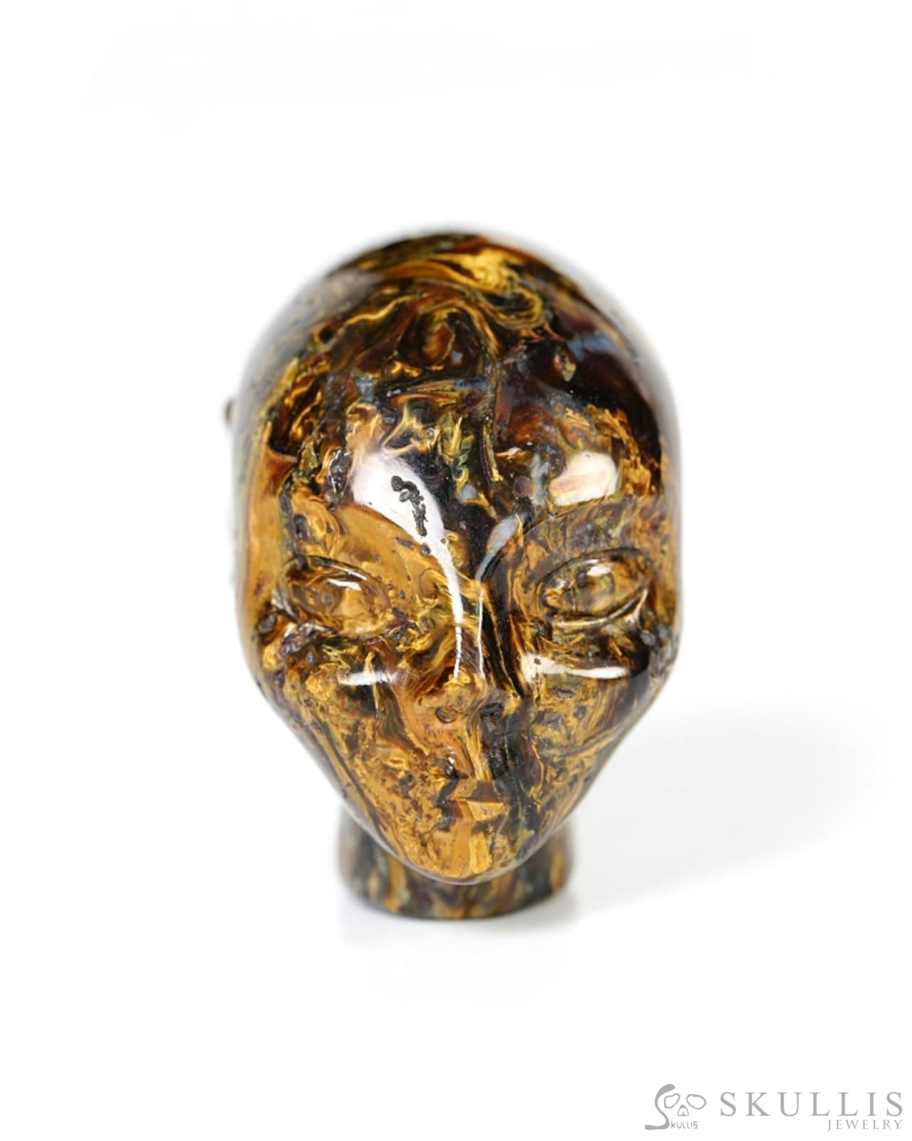 1.1’’ Pietersite Hand Carved Fairy Elf Alien Crystal Skull- Y9500462 - Tiny Gemstone Skull
