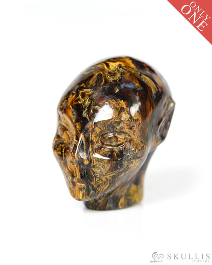 1.1’’ Pietersite Hand Carved Fairy Elf Alien Crystal Skull- Y9500462 - Tiny Gemstone Skull