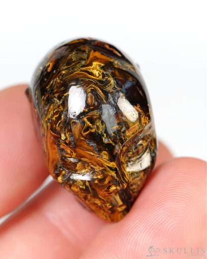 1.1’’ Pietersite Hand Carved Fairy Elf Alien Crystal Skull- Y9500462 - Tiny Gemstone Skull
