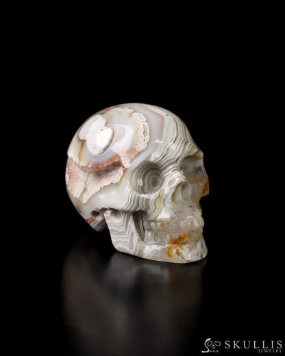 1.1’’ Red Crazy Lace Agate Carved Gem Skull Skullis Realistic - 9800023 Tiny Gemstone