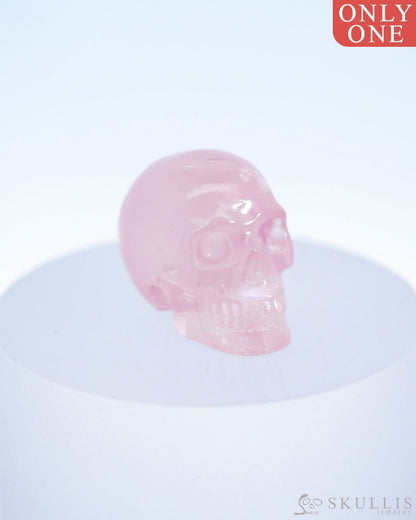 1.1’’ Rose Quartz Carved Gem Skull Skullis Realistic - 0500037 Tiny Gemstone Skull