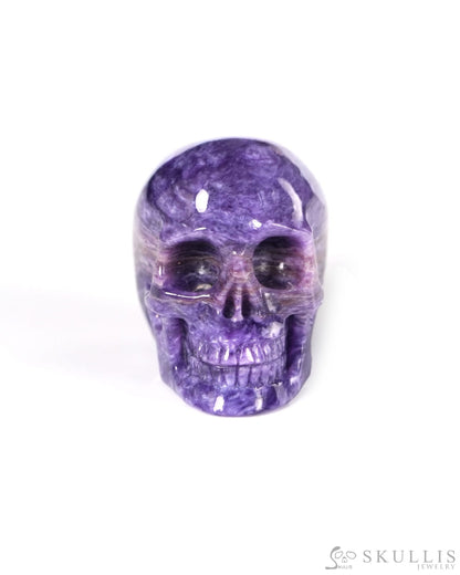 1.1’’ Russian Charoite Hand Carved Gem Skull Skullis Realistic - 9900531 - Tiny Gemstone Skull