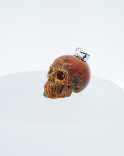 Gem Skull Pendant Necklace of Empire Red Agate Carved Skull with Silver Bail in Sterling Silver -0800047 Skull Pendants
