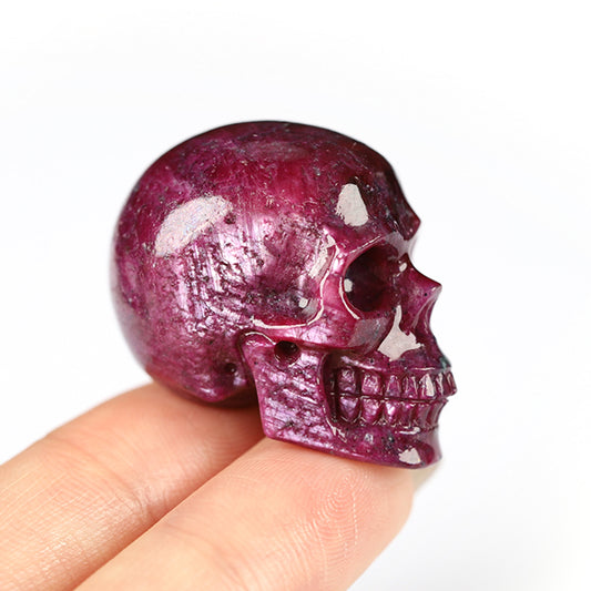 Rare 1.1" Ruby Carved Gem Skull, Skullis Realistic - 0800063
