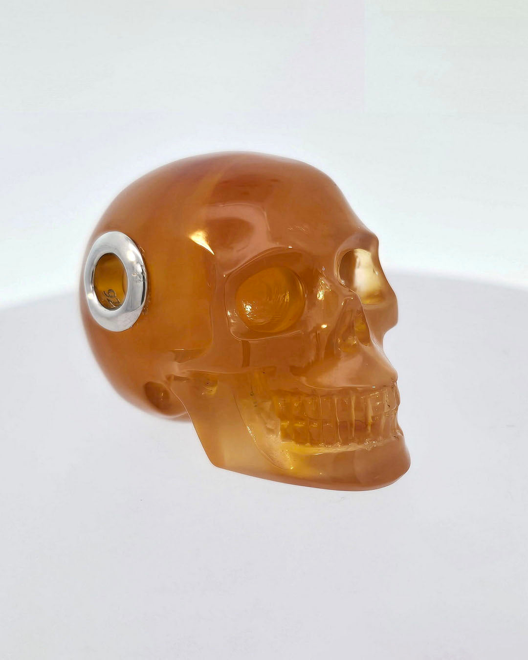 Skullis Signature Carnelian Gem Skull Pendant Or Necklace Hand Carved Sterling Silver.925 Chain For