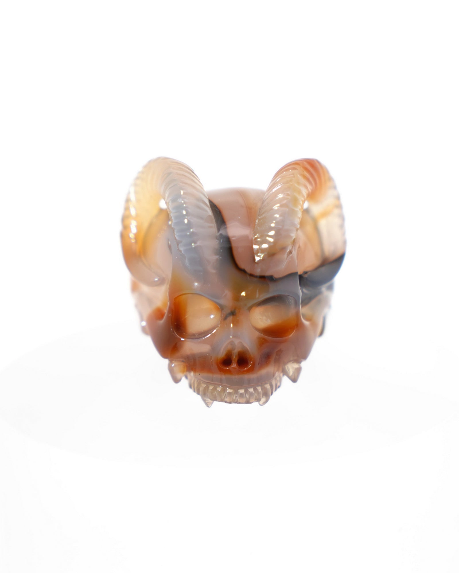 Gem Skull Ring of Premium Brazilian Agate Carved Skull Totally US size 8 - 9500187 Skull Rings