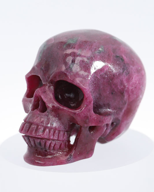 Rare 2.3" Ruby Carved Gem Skull, Skullis Realistic - 9800030