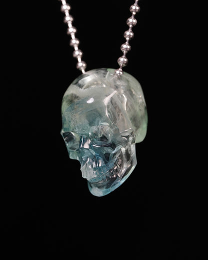Hollow Essence - Gem Skull Pendant Necklace of Fluorite Carved Hollow Skull - Y9900337