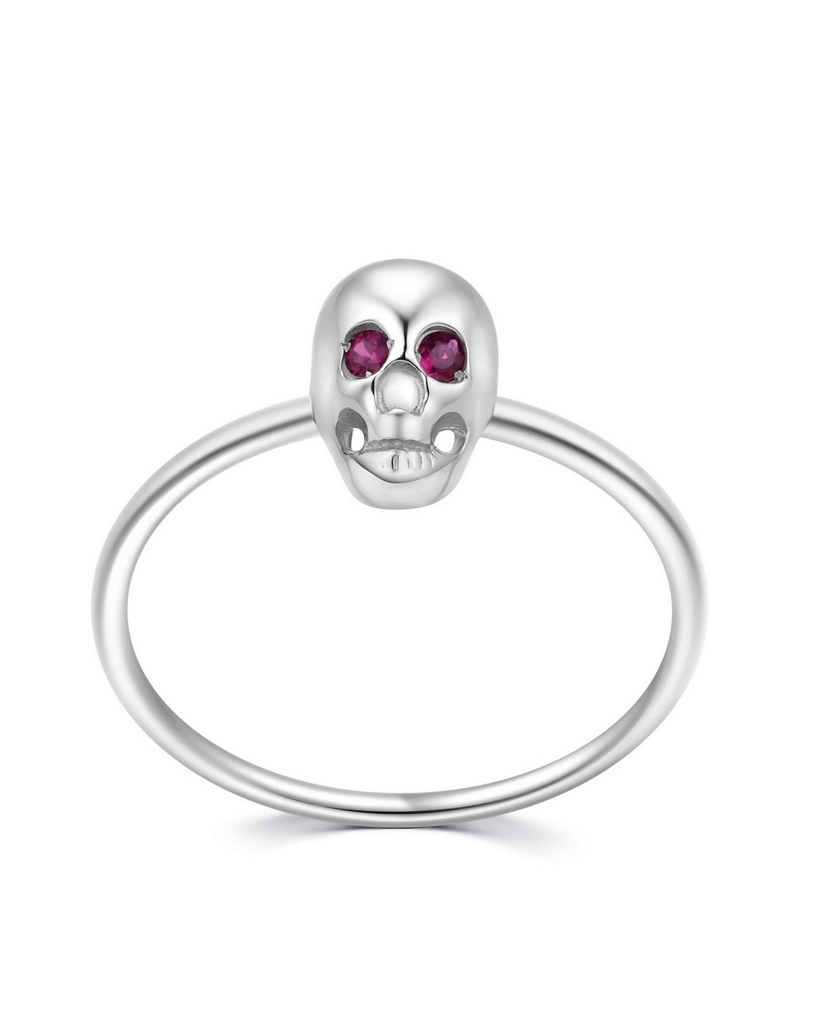 925 Sterling Silver Skull Ring With Ruby Eyes Skull Rings