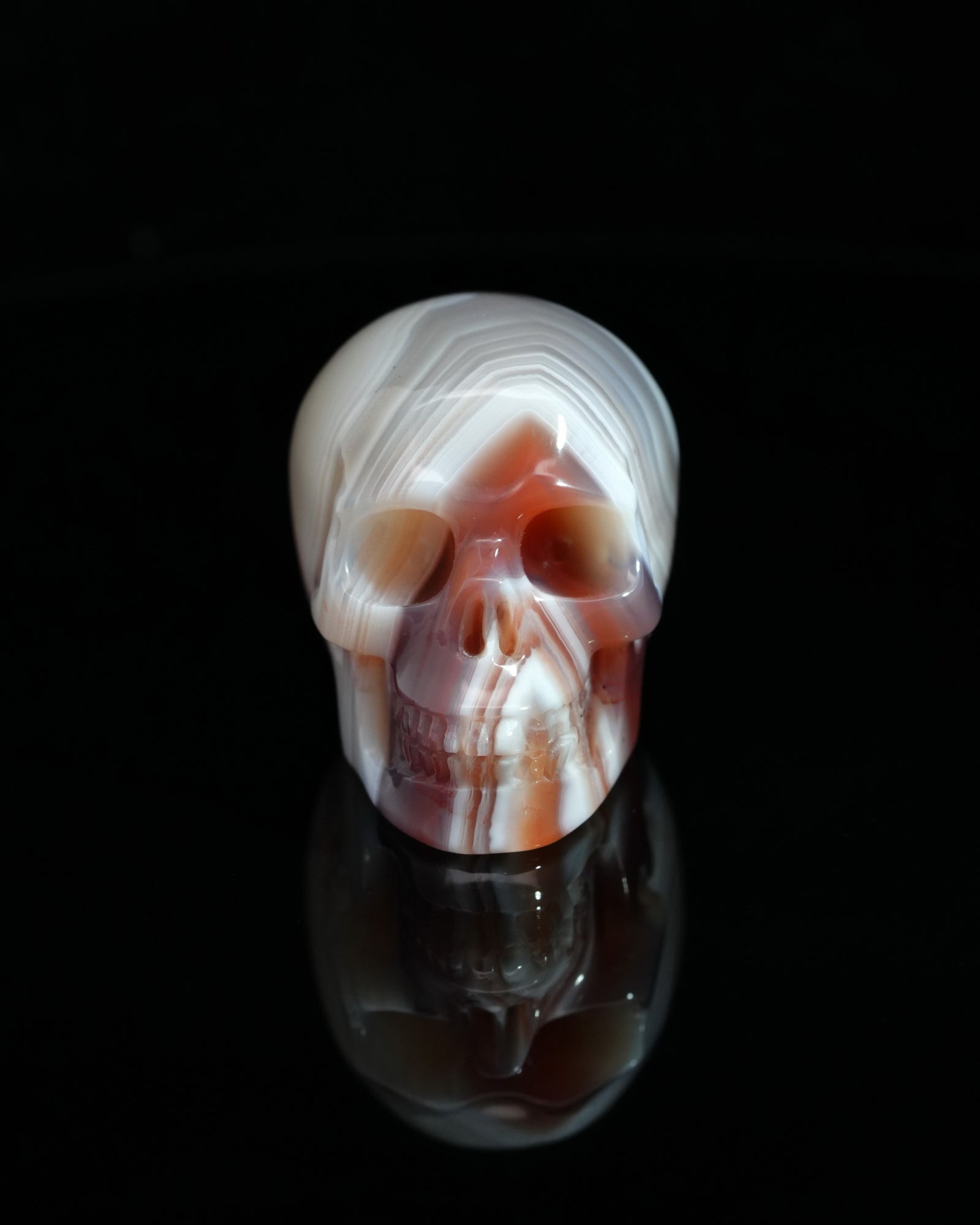 1.5’’ Mozambique Agate Carved Gem Skull Skullis Realistic - 0500045 Tiny Gemstone Skull