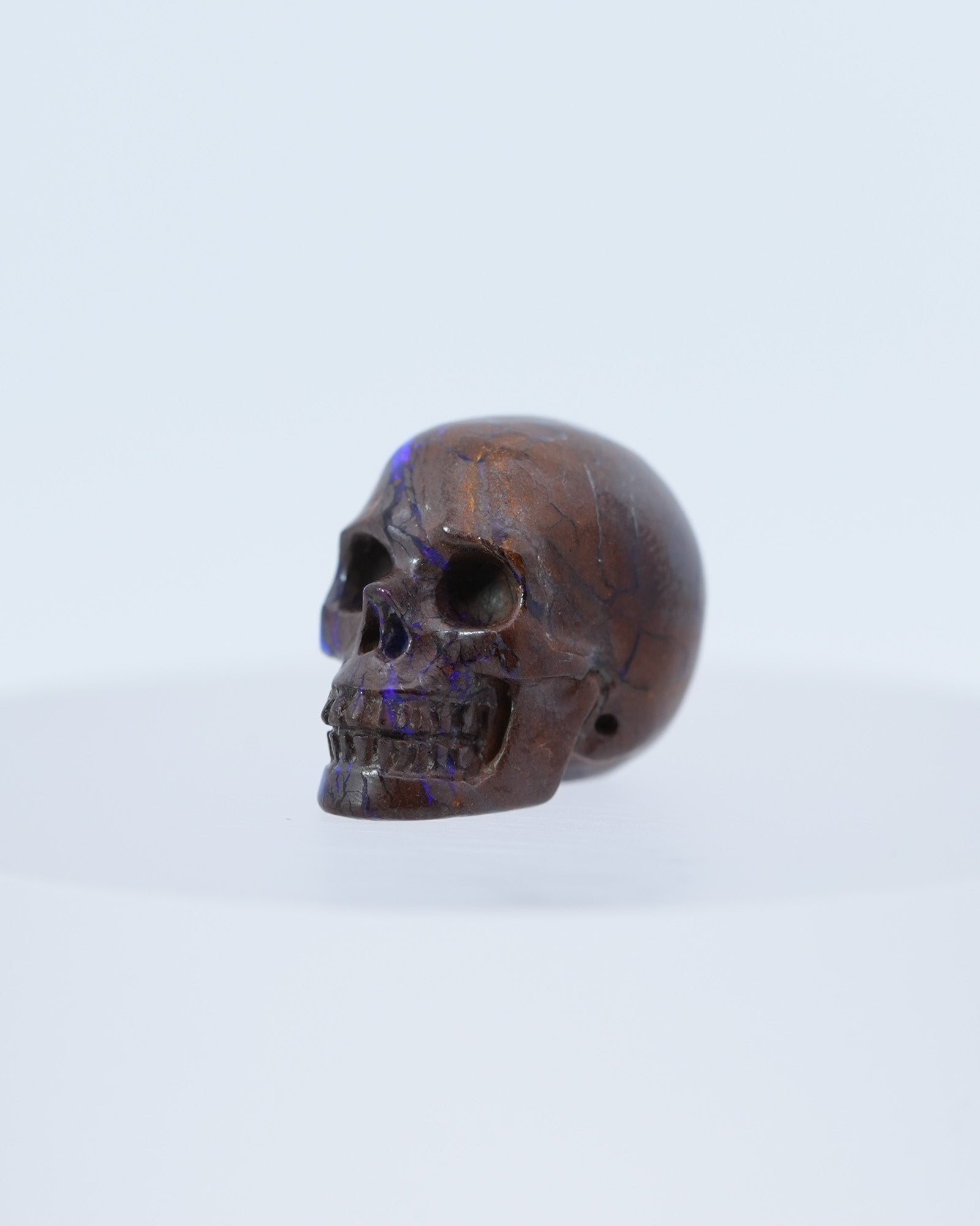 0.7’’ Matrix Opal Carved Gem Skull Skullis Realistic - 0800043 Tiny Gemstone Skull