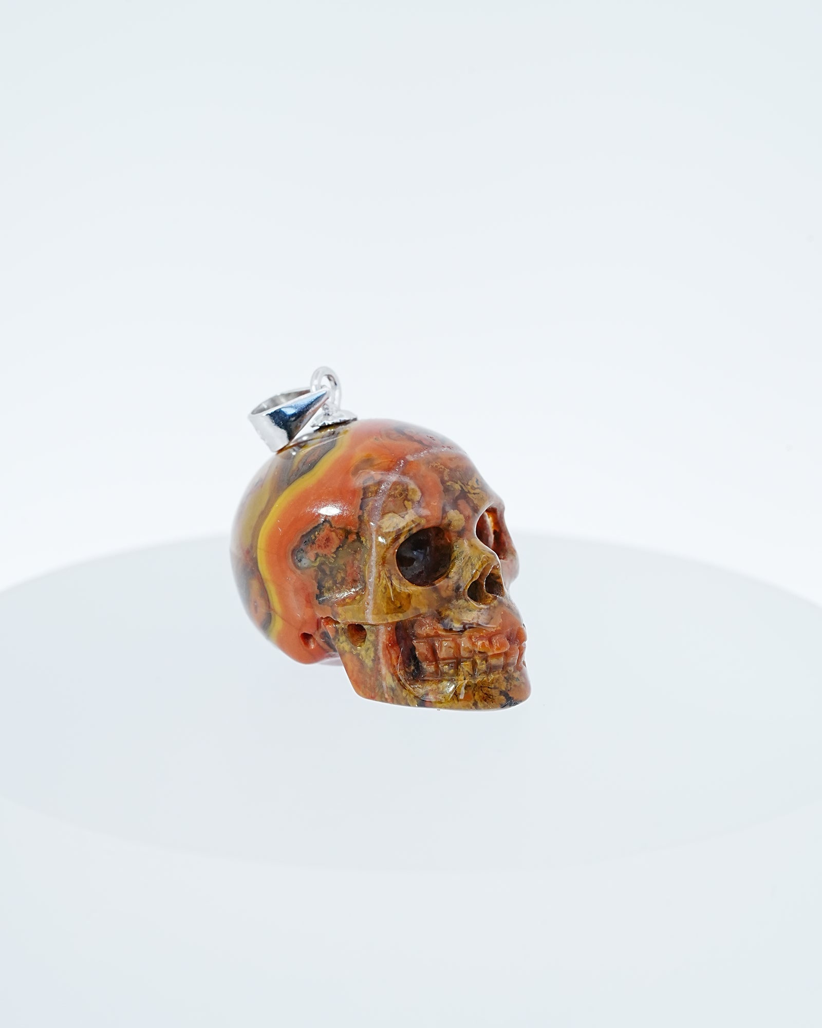 Gem Skull Pendant Necklace of Empire Red Agate Carved Skull with Silver Bail in Sterling Silver -0800047 Skull Pendants