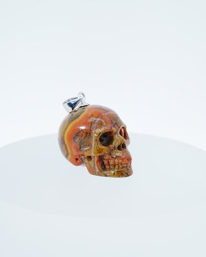 Gem Skull Pendant Necklace of Empire Red Agate Carved Skull with Silver Bail in Sterling Silver -0800047 Skull Pendants