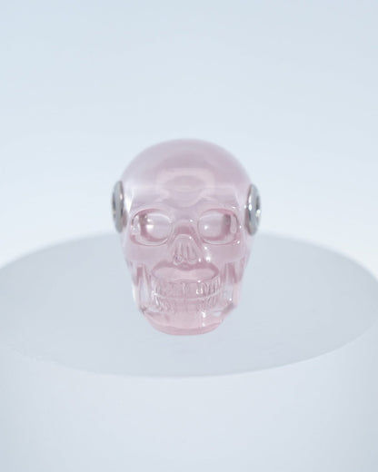 Skullis Signature Rose Quartz Gem Skull Pendant Or Necklace Hand Carved Sterling Silver 925 Chain