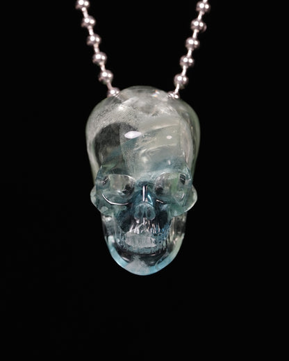 Hollow Essence - Gem Skull Pendant Necklace of Fluorite Carved Hollow Skull - Y9900337