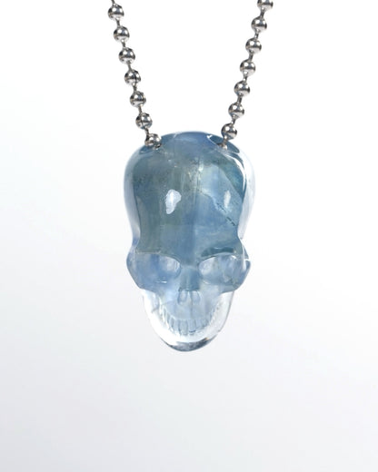 Hollow Essence - Gem Skull Pendant Necklace of Fluorite Carved Hollow Skull - Y9900338