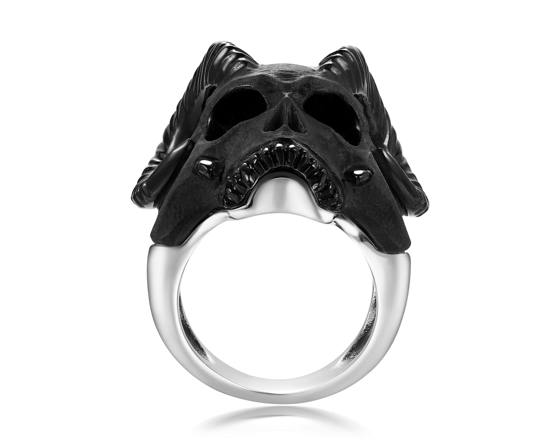 Gem Skull Ring Of Black Obsidian Carved Skull In 925 Sterling Silver