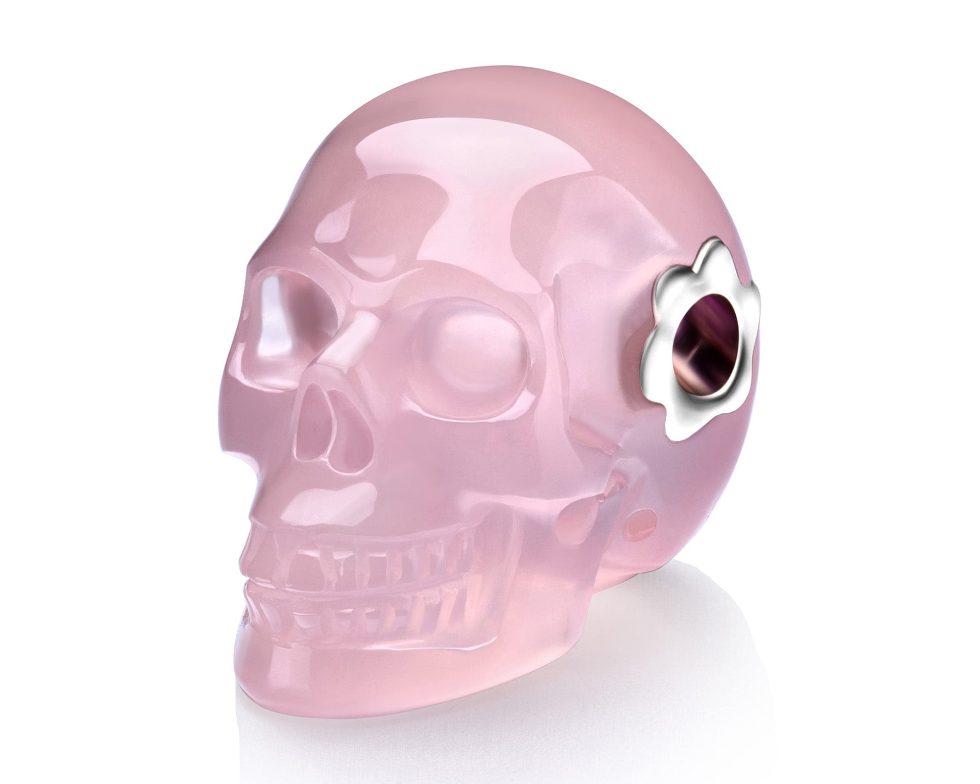 Gem Skull Pendant Necklace Of Rose Quartz Carved Skull Pendants