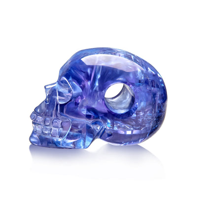 Minimalist Skull Pendant - 0.6" Tanzanite Gem Skull Pendant or Necklace, Hand Carved, for Women & Men