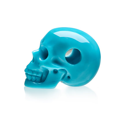 Minimalist Skull Pendant - 0.6" Turquoise Gem Skull Pendant or Necklace, Hand Carved, for Women & Men