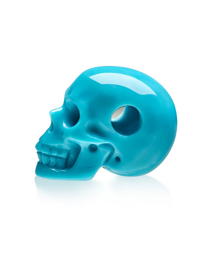 Minimalist Skull Pendant - 0.6" Turquoise Gem Skull Pendant or Necklace, Hand Carved, for Women & Men