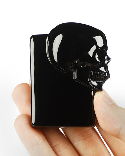 The One Within - 2.6" Black Obsidian Hand Carved Crystal Skull Pocket Stone, Crystal Healing