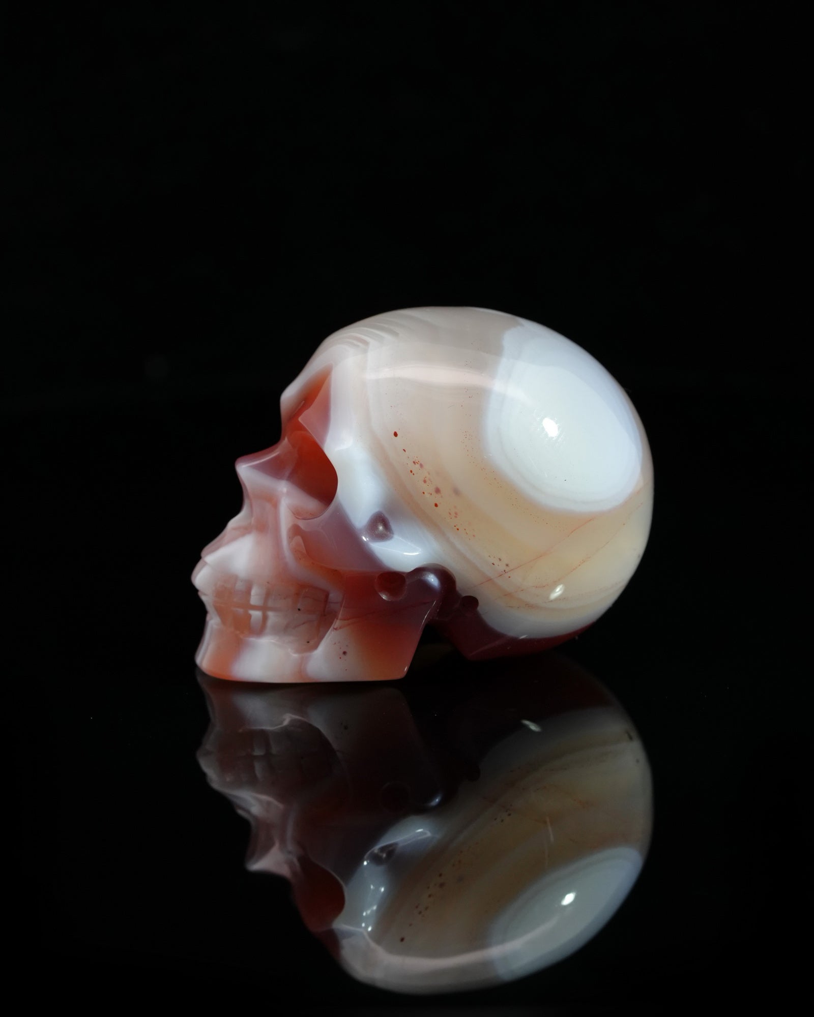 1.5’’ Mozambique Agate Carved Gem Skull Skullis Realistic - 0500045 Tiny Gemstone Skull