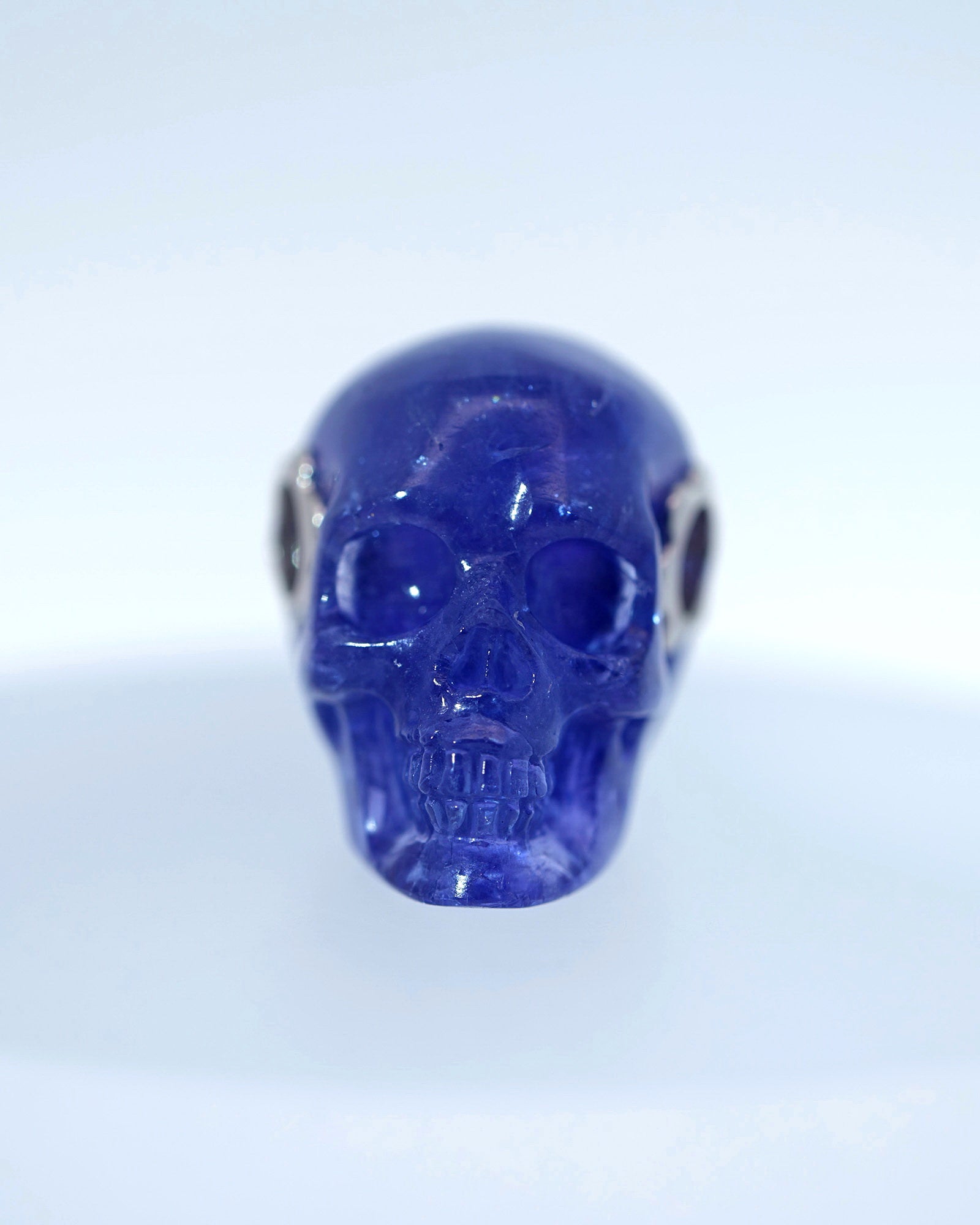 Gem Skull Pendant Necklace Of Xxxx Crystal Carved Skull With Detachable Silver Jaw In