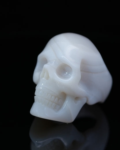 Gem Skull Ring of Agate Carved Totally US Size 7 - 9800147 Skull Rings