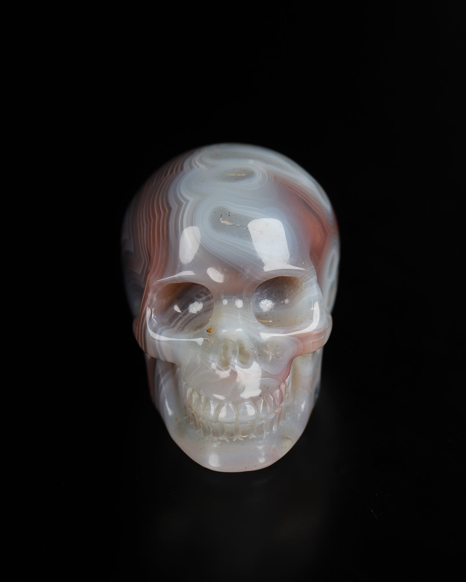 1.3’’ Mozambique Agate Carved Gem Skull Skullis Realistic - 9800187 Tiny Gemstone Skull