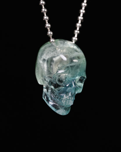 Hollow Essence - Gem Skull Pendant Necklace of Fluorite Carved Hollow Skull - Y9900337