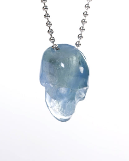 Hollow Essence - Gem Skull Pendant Necklace of Fluorite Carved Hollow Skull - Y9900338