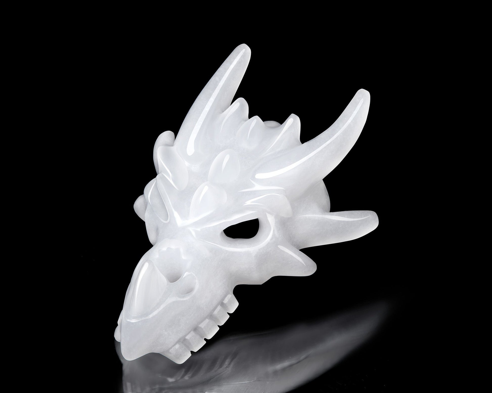 Gem Skull Pendant Necklace of White Jade Carved Dragon Skull Skull Pendants
