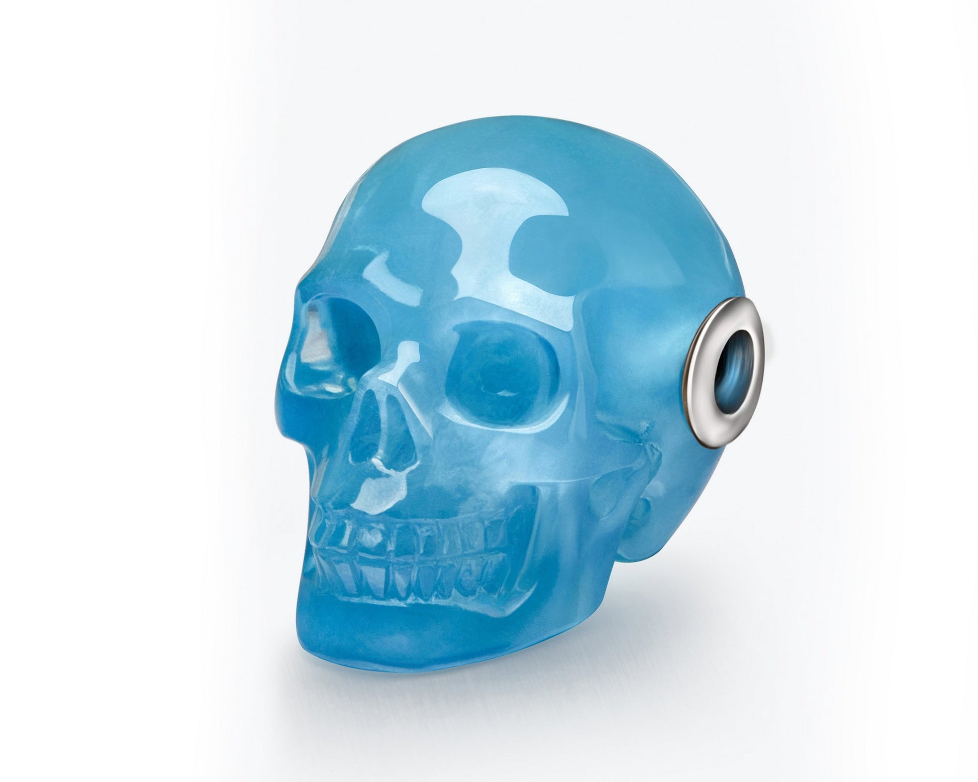 Gem Skull Pendant Necklace Of Aquamarine Carved Skull Skull Pendants