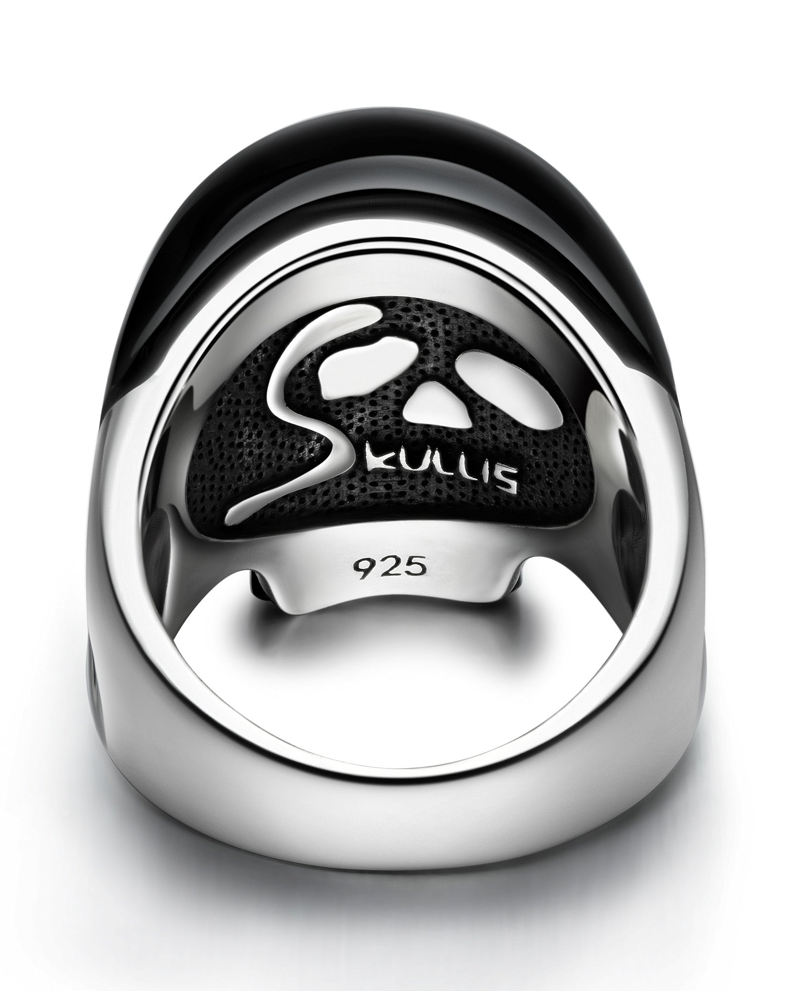 Gem Skull Ring Of Black Obsidian Carved Skull In 925 Sterling Silver Skull Rings