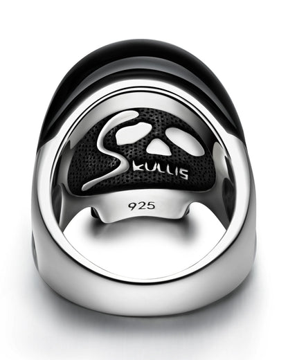 Gem Skull Ring Of Black Obsidian Carved Skull In 925 Sterling Silver Skull Rings
