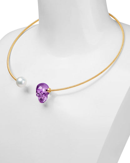 Gem Skull Pendant Necklace Of Amethyst Carved Skull Skull Pendants