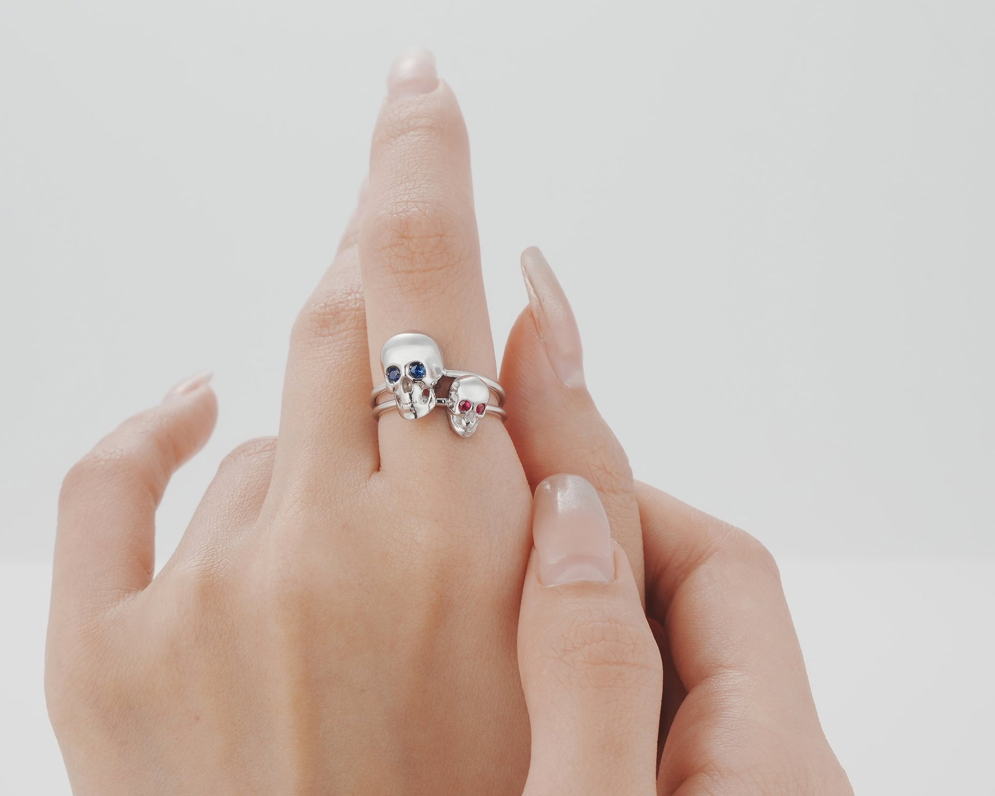 925 Sterling Silver Skull Ring With Ruby Eyes Skull Rings