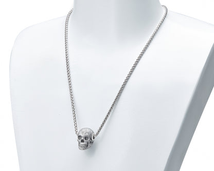 Skullis Signature Sweden Meteorite Gem Skull Pendant or Necklace, Hand Carved, Sterling Silver 925 Chain, for Women & Men