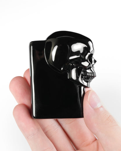 The One Within - 2.6" Black Obsidian Hand Carved Crystal Skull Pocket Stone, Crystal Healing