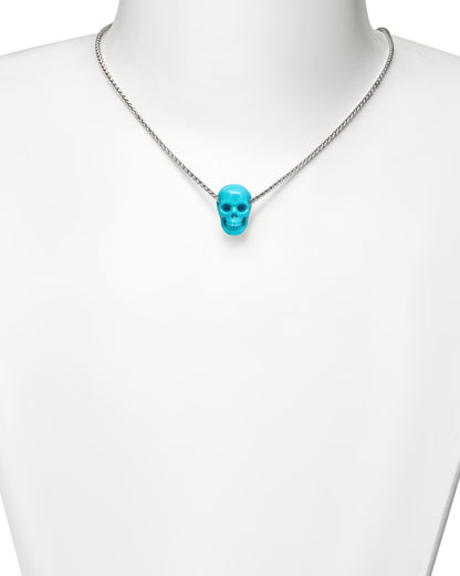 Minimalist Skull Pendant - 0.6" Turquoise Gem Skull Pendant or Necklace, Hand Carved, for Women & Men