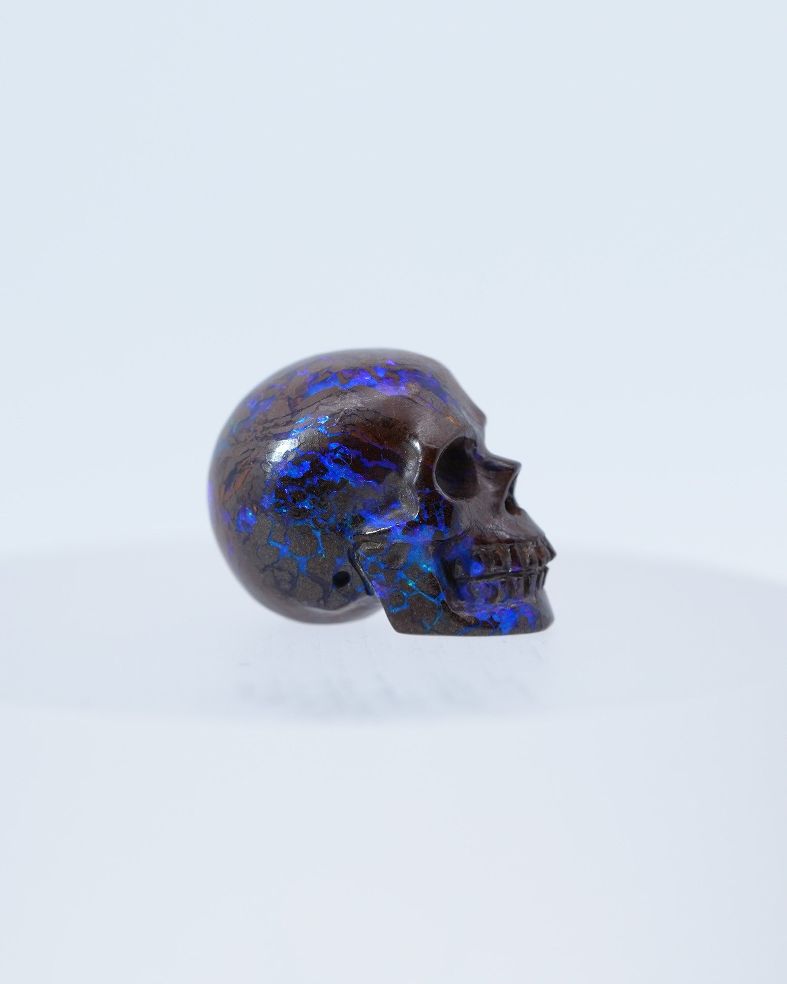 0.7’’ Matrix Opal Carved Gem Skull Skullis Realistic - 0800043 Tiny Gemstone Skull