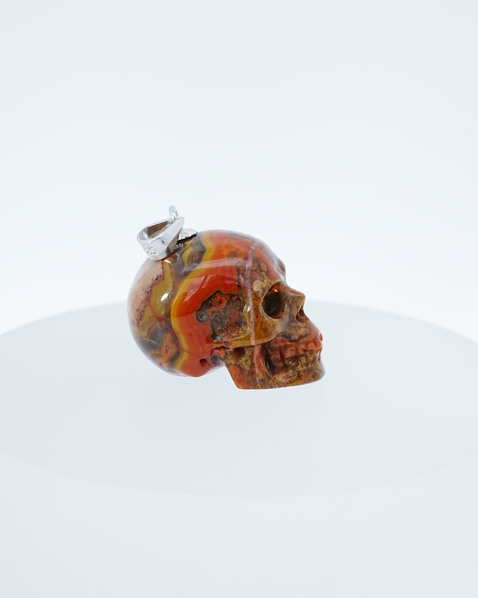 Gem Skull Pendant Necklace of Empire Red Agate Carved Skull with Silver Bail in Sterling Silver -0800047 Skull Pendants