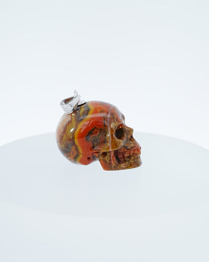 Gem Skull Pendant Necklace of Empire Red Agate Carved Skull with Silver Bail in Sterling Silver -0800047 Skull Pendants