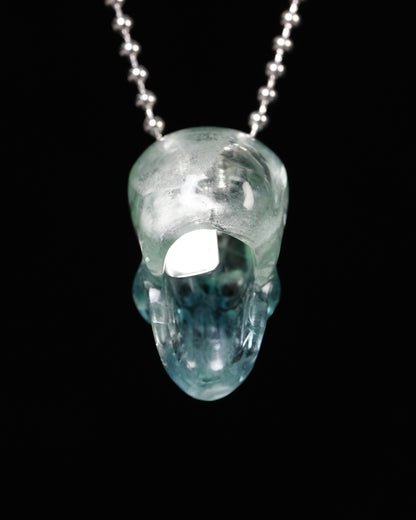Hollow Essence - Gem Skull Pendant Necklace of Fluorite Carved Hollow Skull - Y9900337