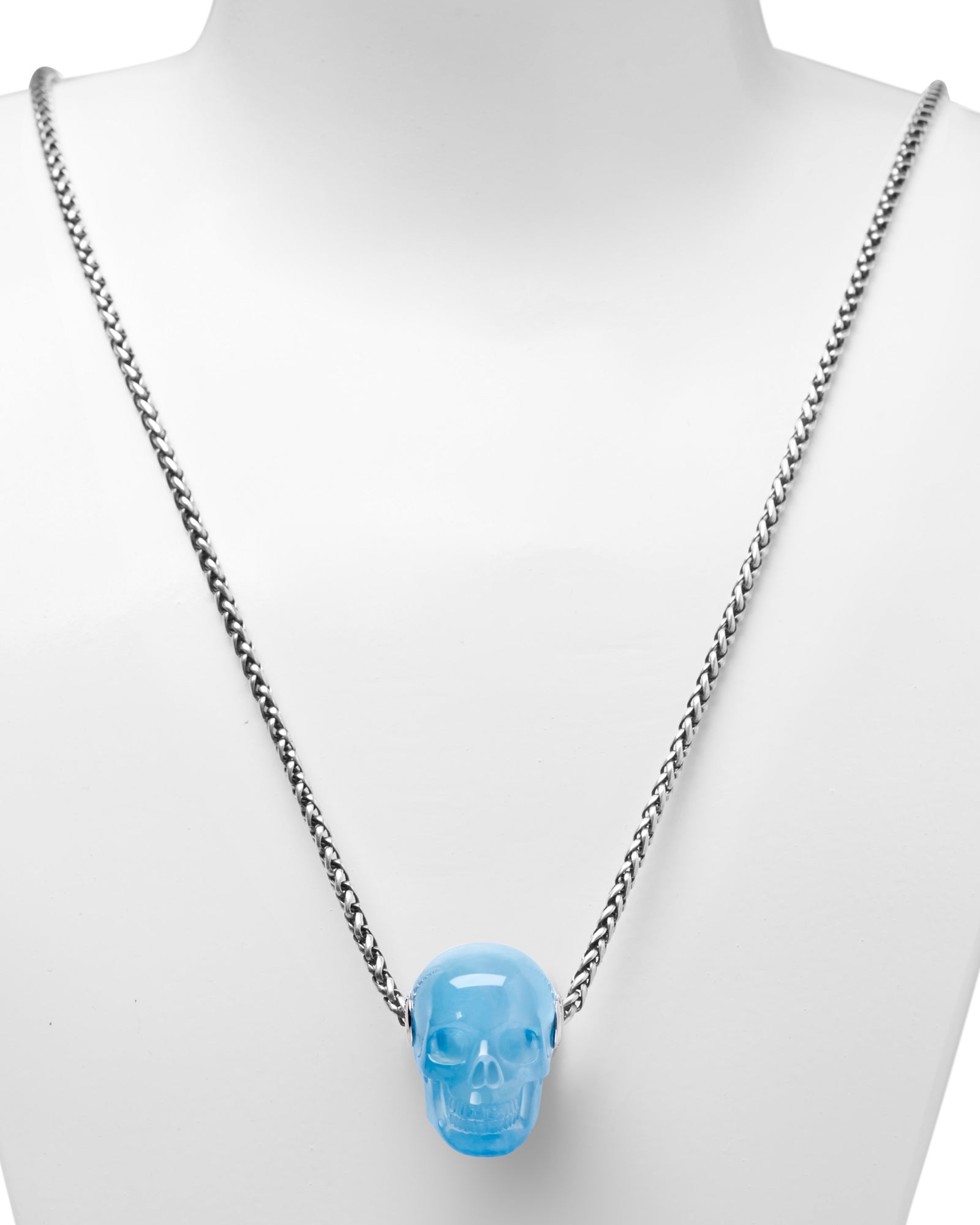 Gem Skull Pendant Necklace Of Aquamarine Carved Skull Skull Pendants
