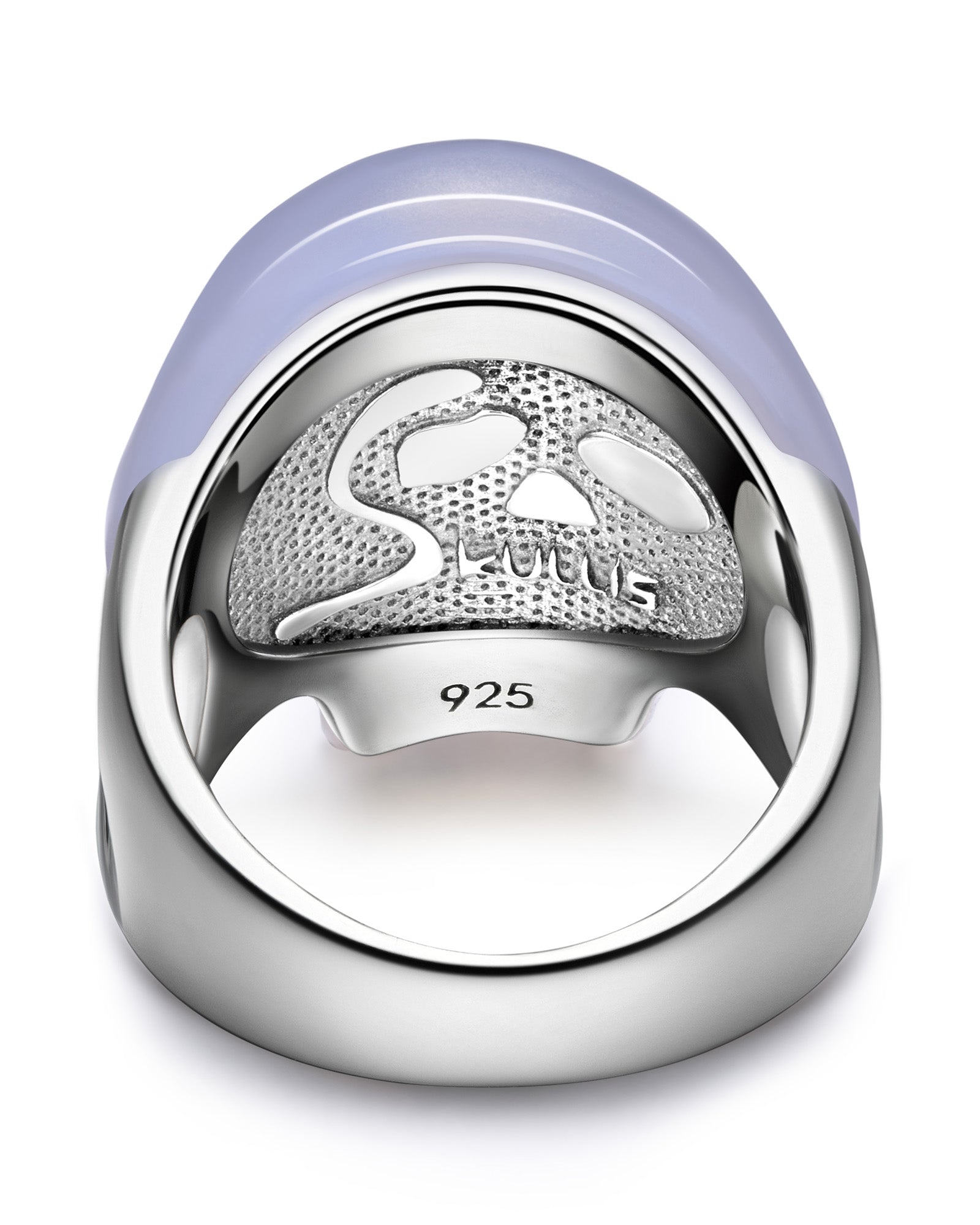 Skullis Signature Blue Chalcedony Gem Skull Ring Hand Carved Sterling Silver For Women & Men Rings