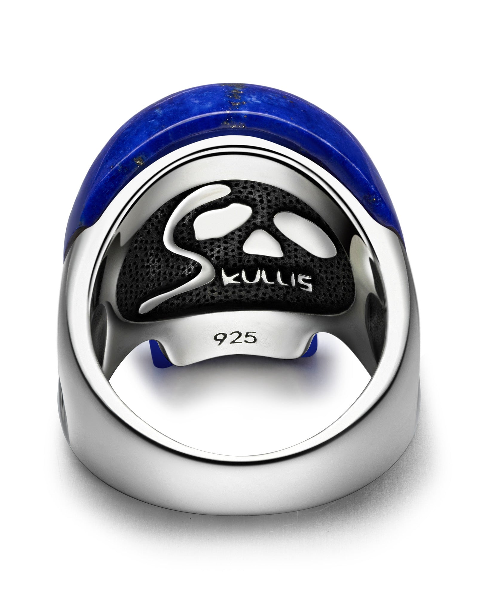 Skullis Signature Lapis Lazuli Gem Skull Ring Hand Carved Sterling Silver For Women & Men Rings